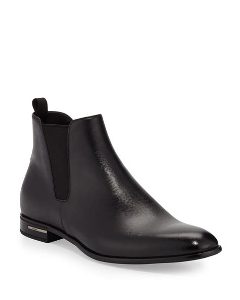 prada saffiano leather chelsea boots black men's 10.5d amazon|Black Saffiano Leather Chelsea Boots .